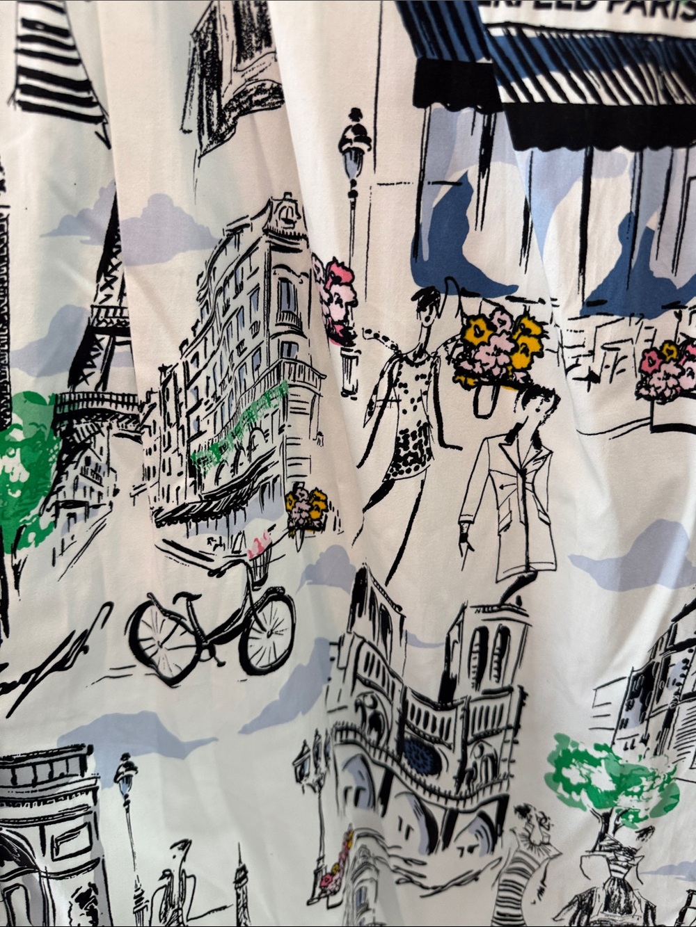 Karl Lagerfeld Paris City Print Poplin Midi Dress (missing belt) - Picture 4 of 15